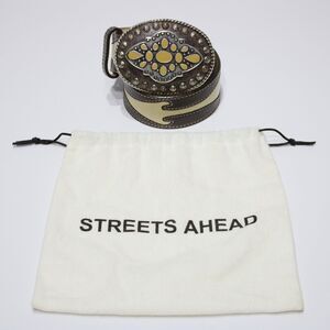 VTG 1995 Streets Ahead Made in USA Beige Western Belt Women Size M (37"x1.5")